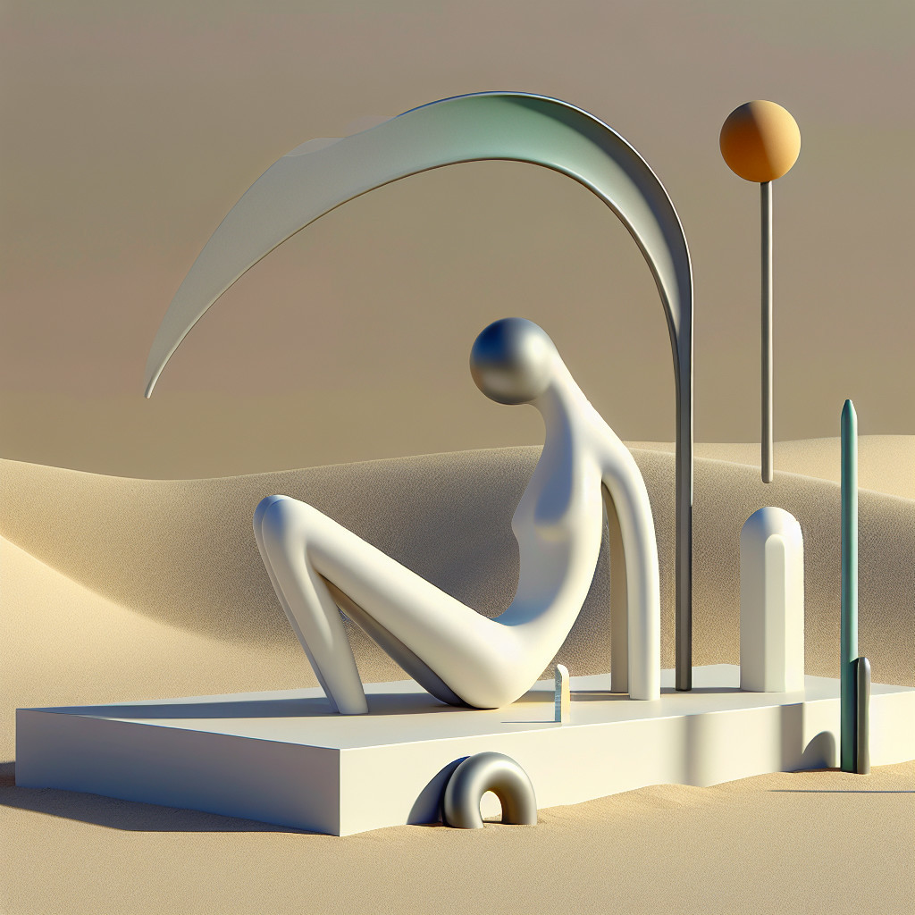 Surreal Minimalist Sculpture in Desert Landscape