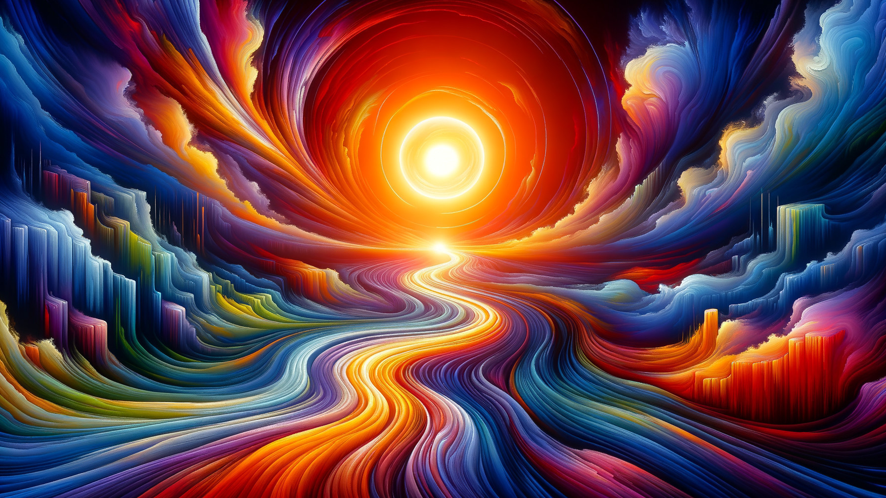 Vibrant Abstract Landscape with Swirling Patterns