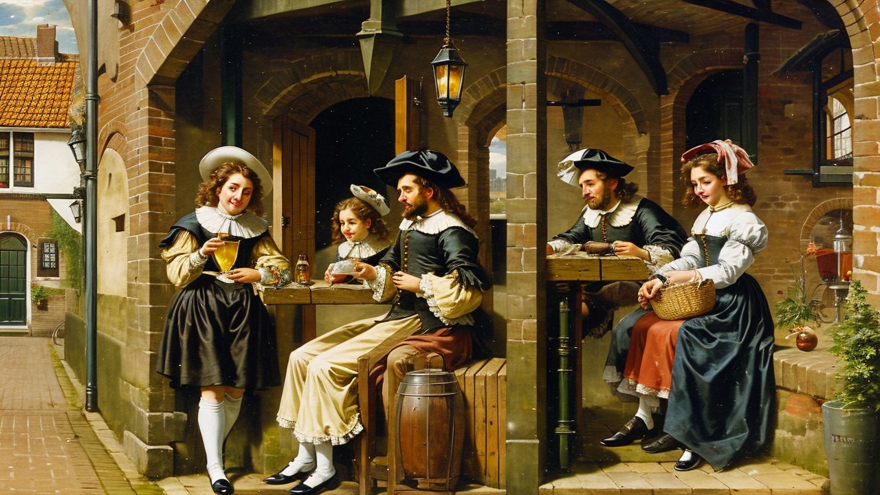 Elegant Historical Gathering at a Rustic Table