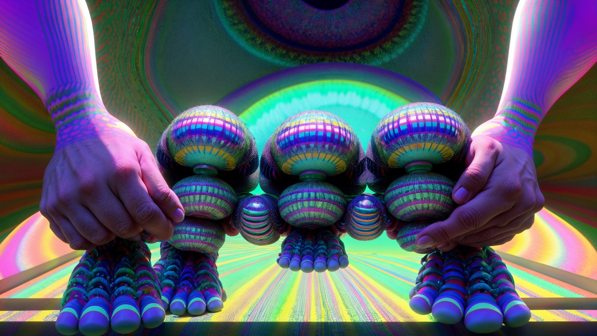 Vibrant Abstract Scene with Colorful Surreal Creature