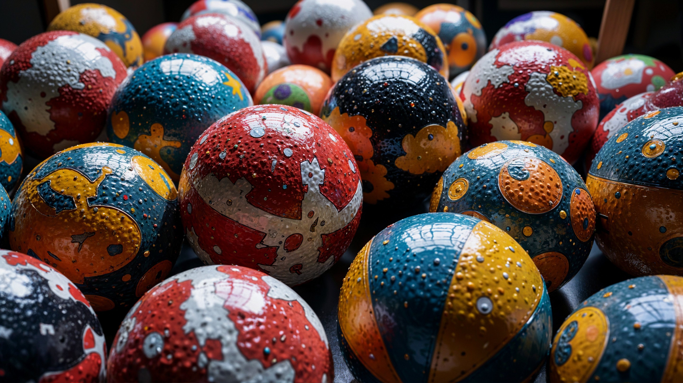 Hand-Painted Textured Spheres in Bold Colors