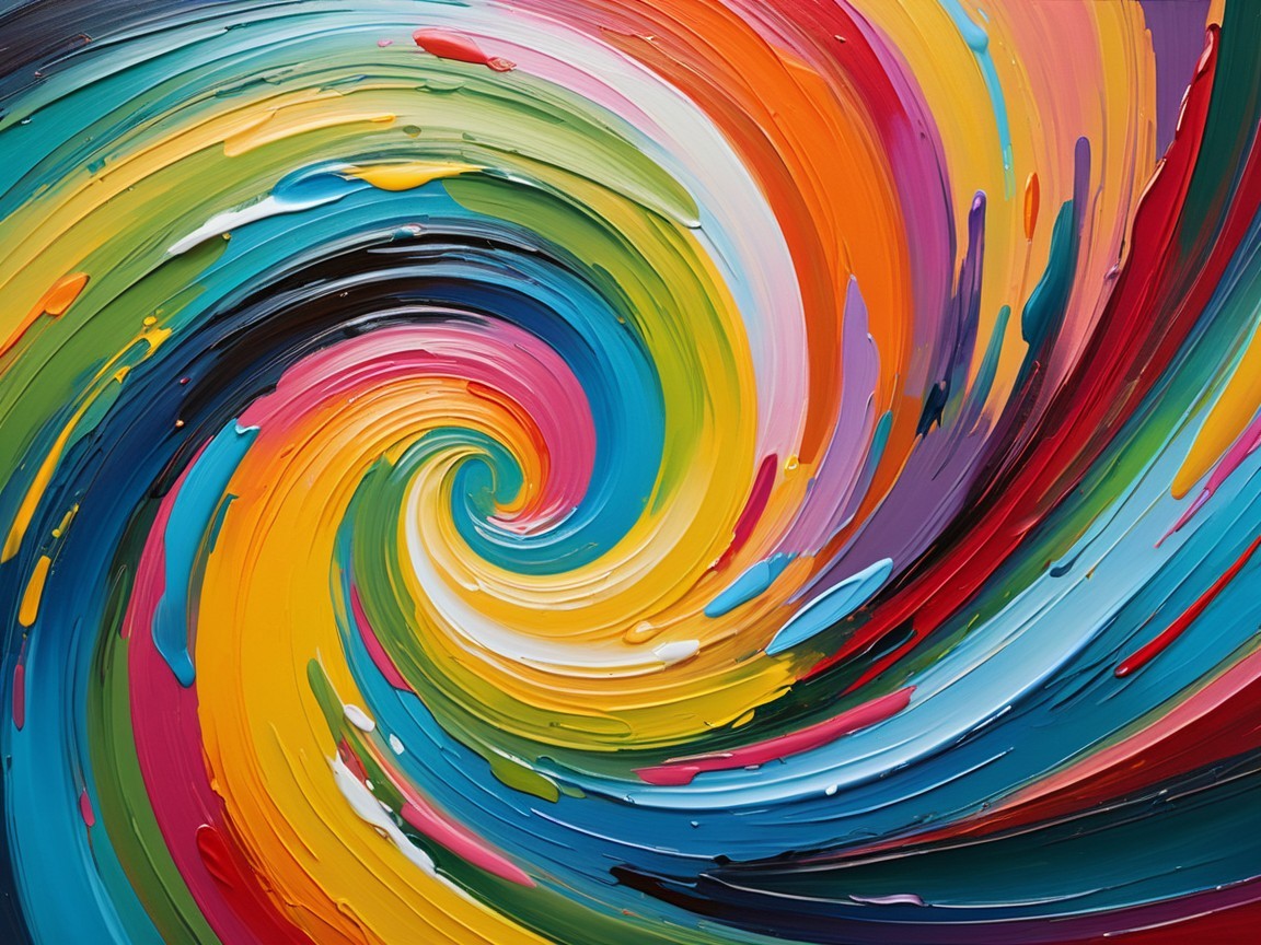 Vibrant Spiral Oil Painting with Textured Brushstrokes