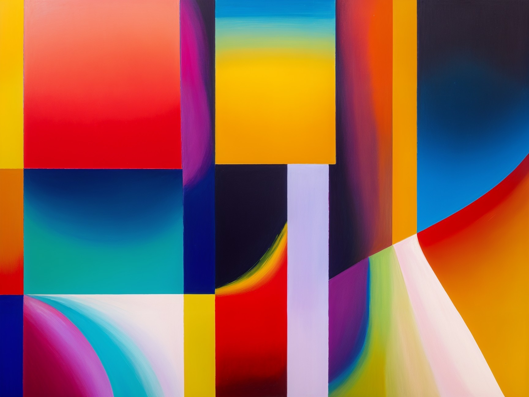 Vibrant Abstract Composition of Geometric Shapes