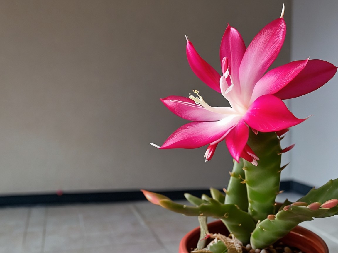 Vibrant Cactus with Pink and White Flower Blooms