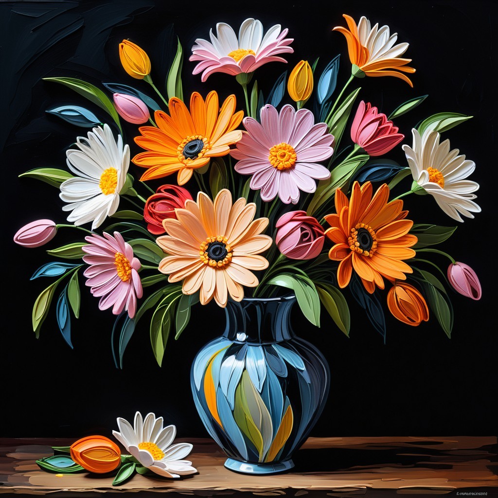 Multicolored Flower Bouquet in Decorative Vase