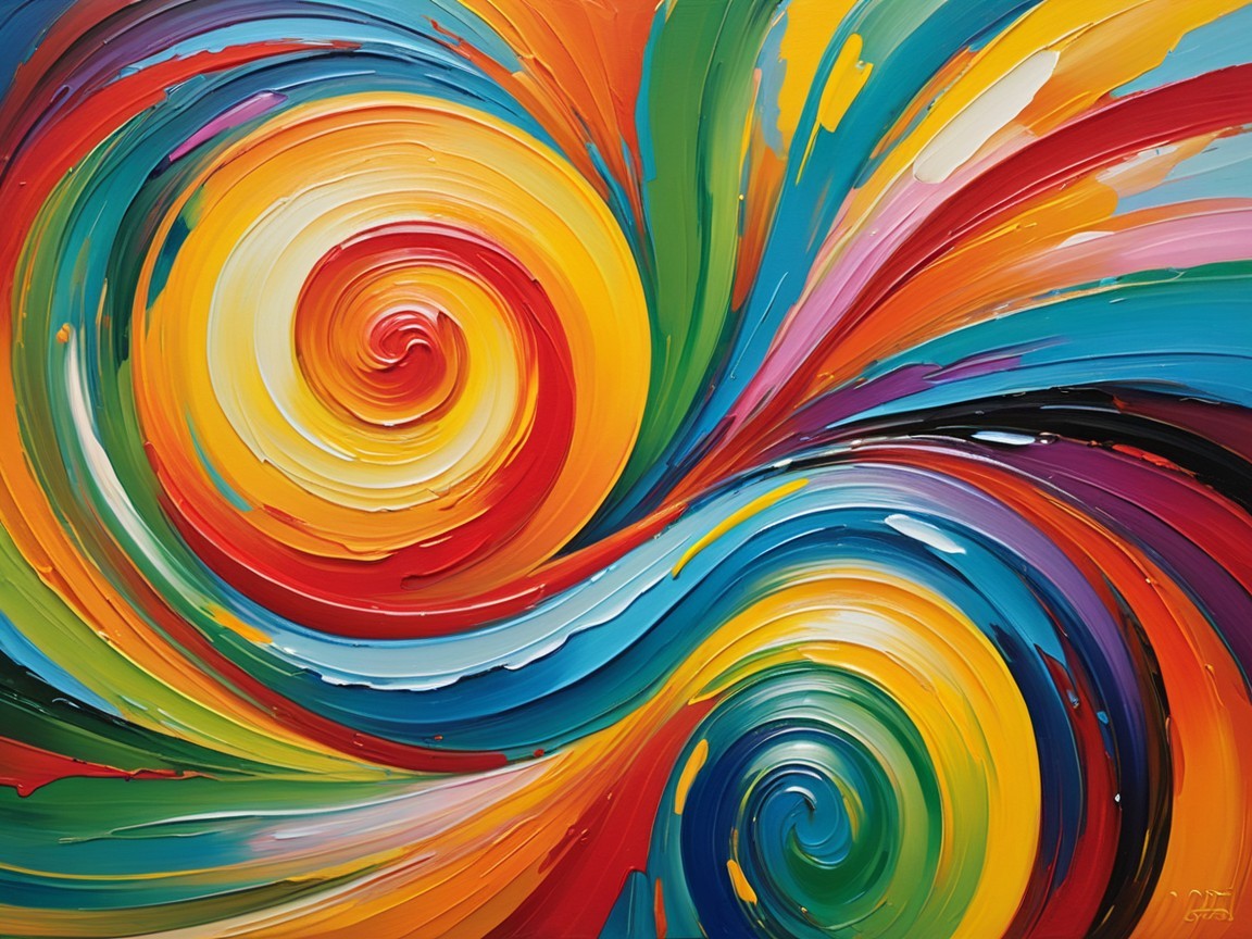 Abstract Swirl of Vibrant Colors and Dynamic Patterns