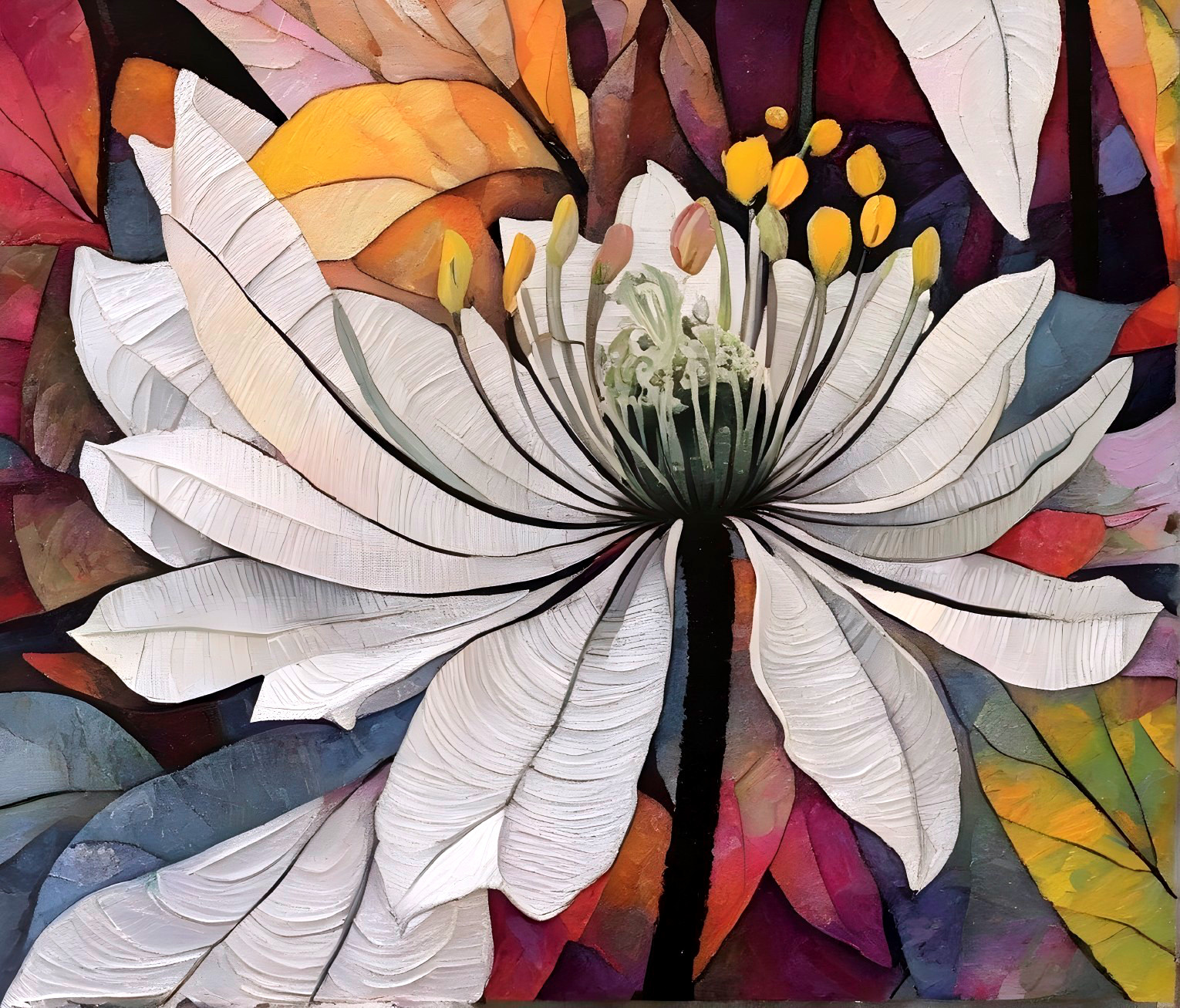 Vibrant Abstract Flower Composition with Textured Petals