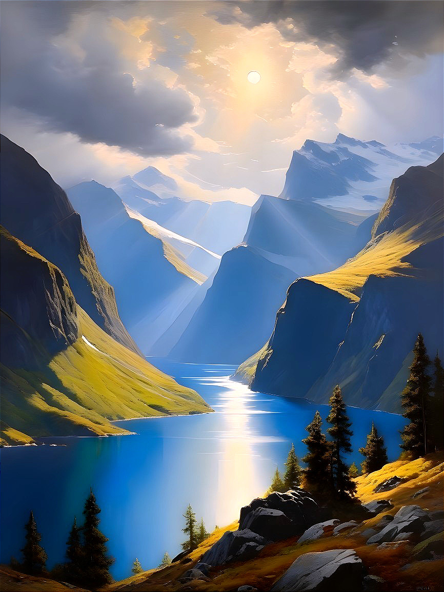 Tranquil Fjord Landscape with Towering Mountains