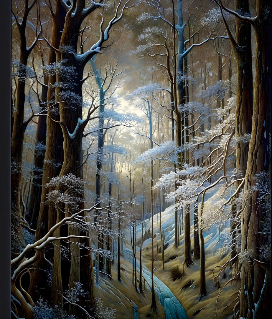 Serene Winter Landscape with Snow-Covered Trees