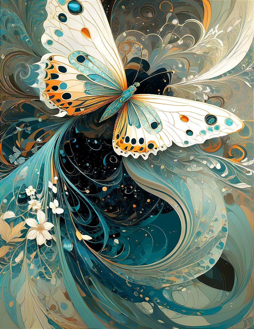 Detailed Butterfly with Colorful Patterns and Designs