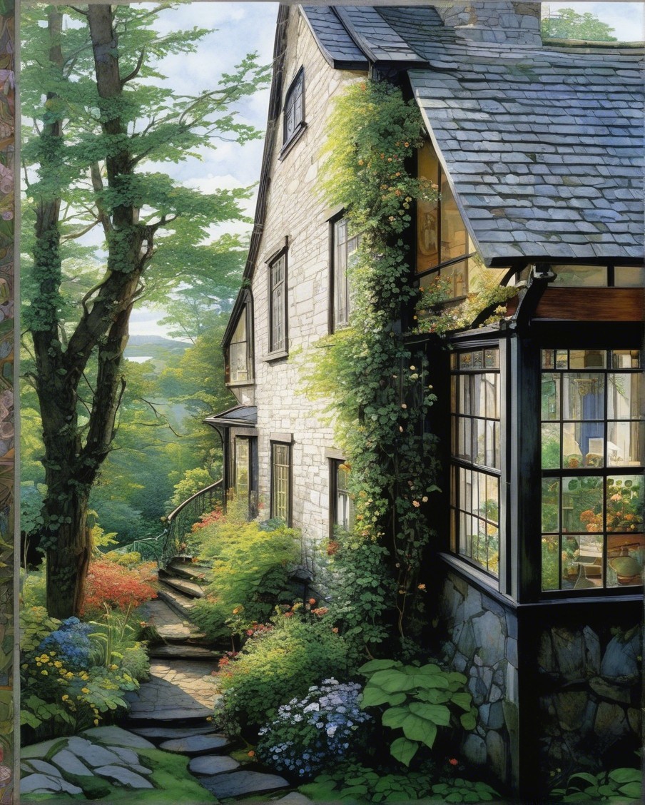 Charming Stone House Surrounded by Lush Greenery