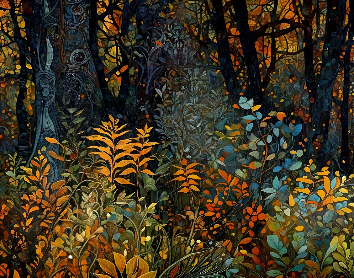 Vibrant Autumn Foliage with Dreamlike Patterns