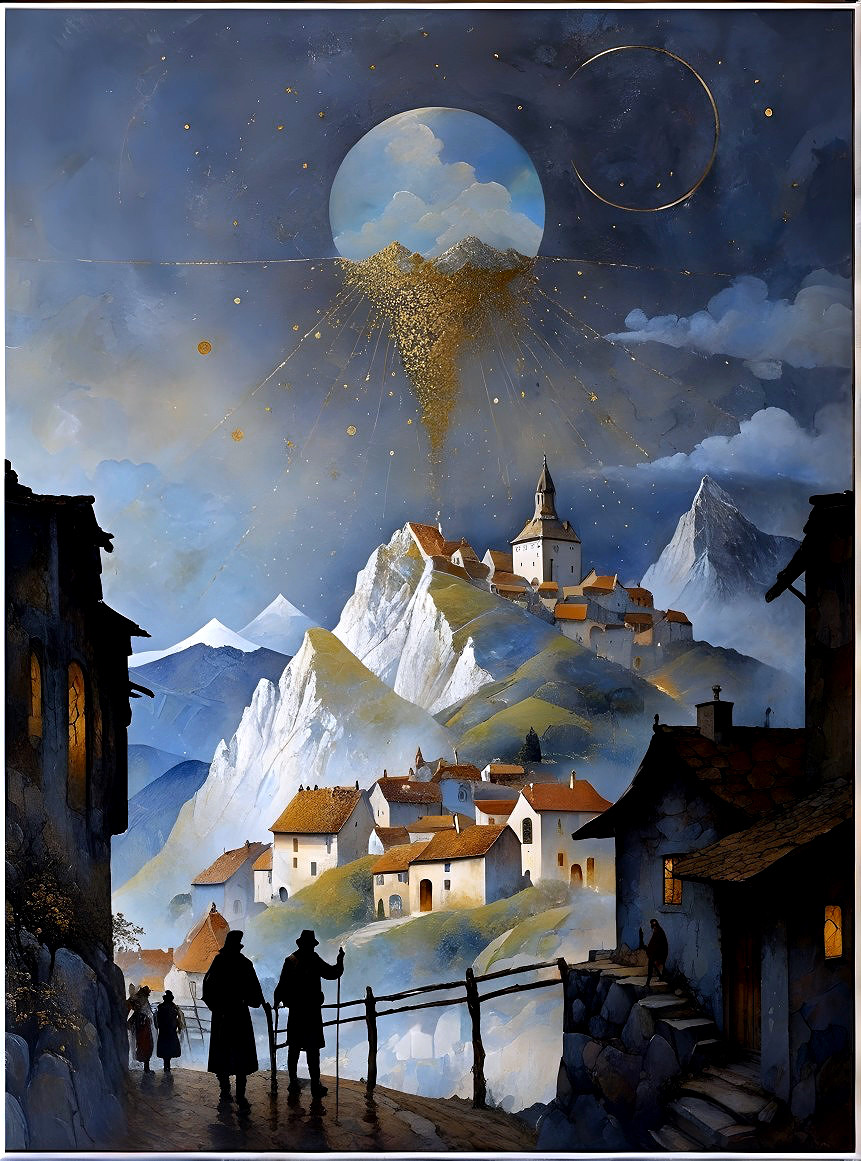 Mystical Landscape with Castle and Celestial Phenomenon