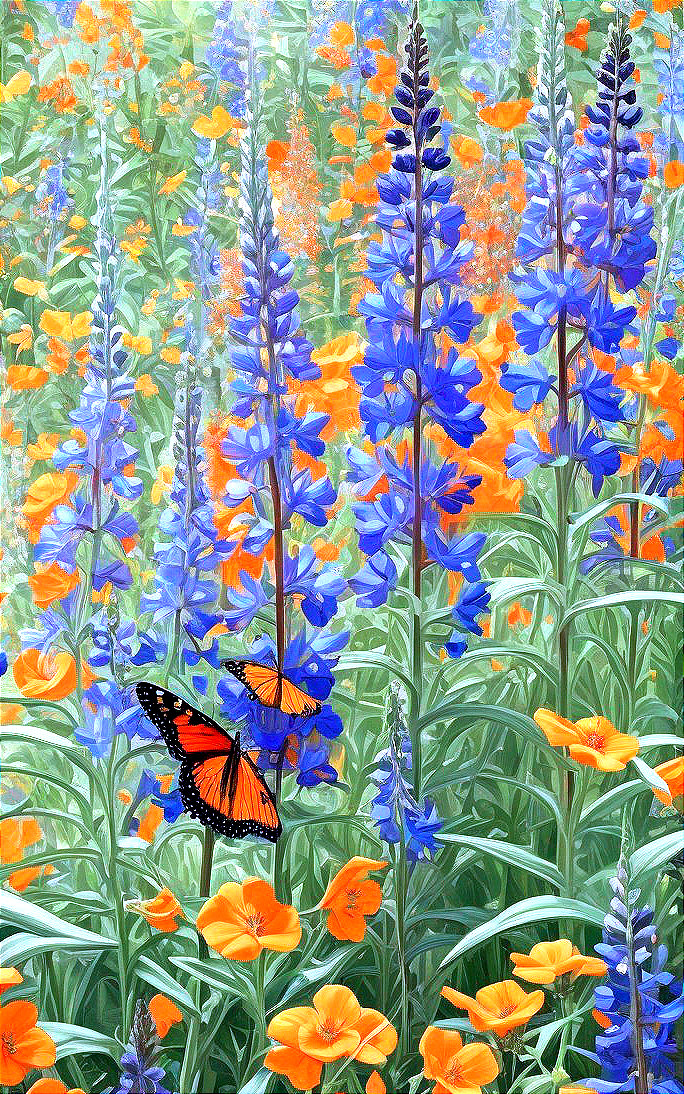 Vibrant Wildflower Field with Monarch Butterflies