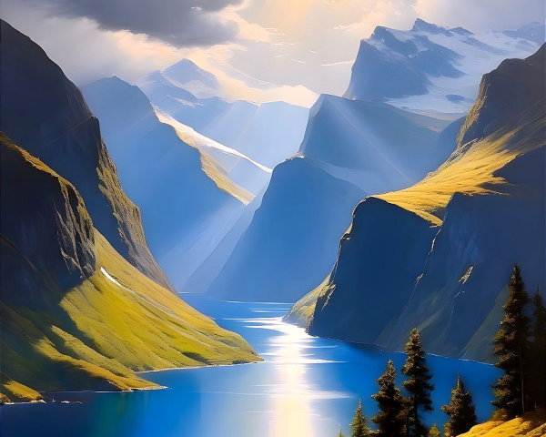 Tranquil Fjord Landscape with Towering Mountains