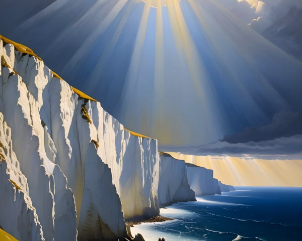 Dramatic Coastal Scene with Cliffs and Ocean Waves
