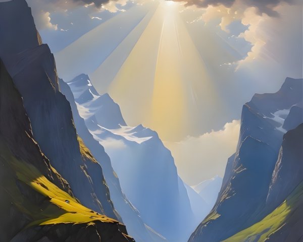 Majestic Mountains and Serene River Landscape Scene