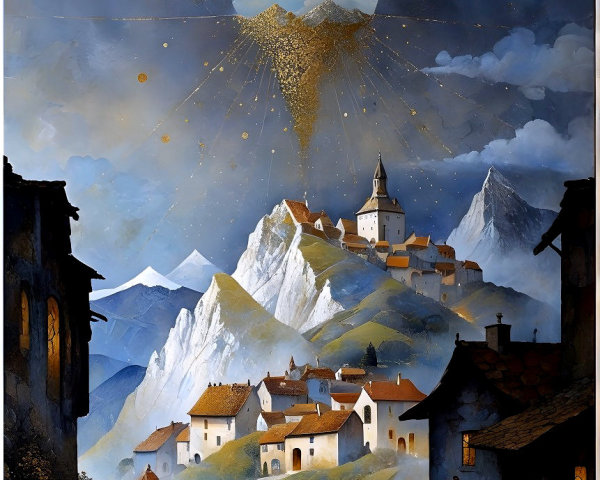 Mystical Landscape with Castle and Celestial Phenomenon