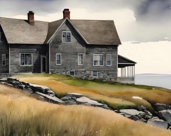 Seaside House on Grassy Bluff Overlooking Ocean