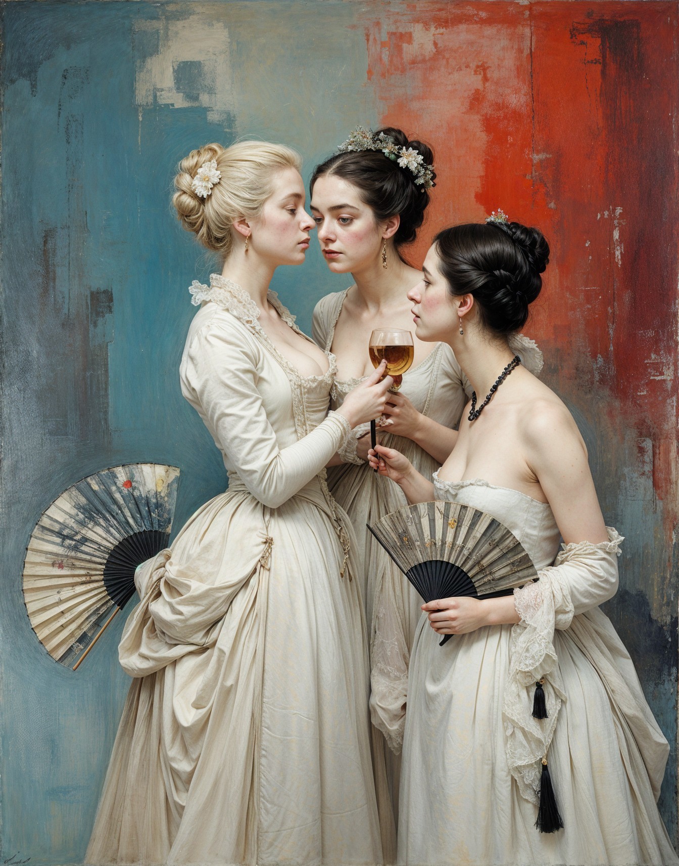 Elegant 18th-Century Women in Sophisticated Attire