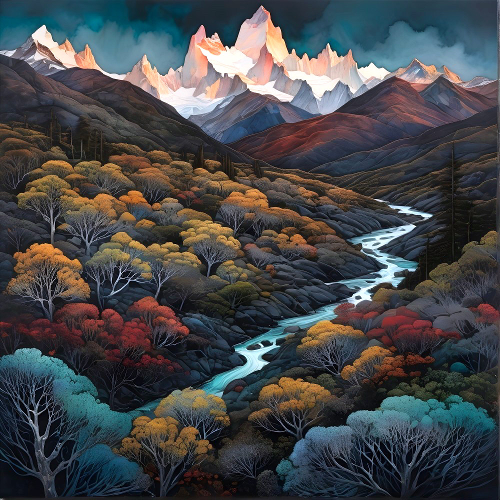 Winding River Through Vibrant Autumn Valley Landscape