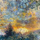 Vibrant Sunset with Utility Poles and Silhouetted House