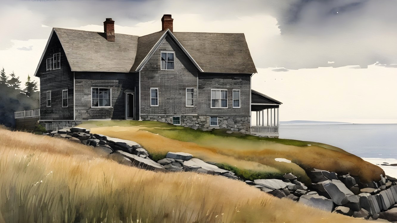 Seaside House on Grassy Bluff Overlooking Ocean