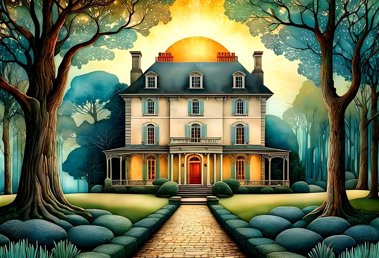 Charming Two-Story House in Lush Landscape