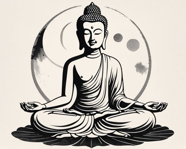 Buddha Figure in Meditative Pose on Lotus Flower