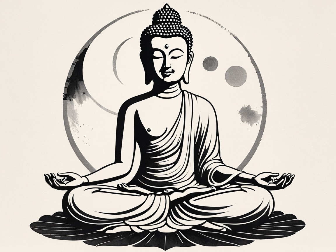 Buddha Figure in Meditative Pose on Lotus Flower