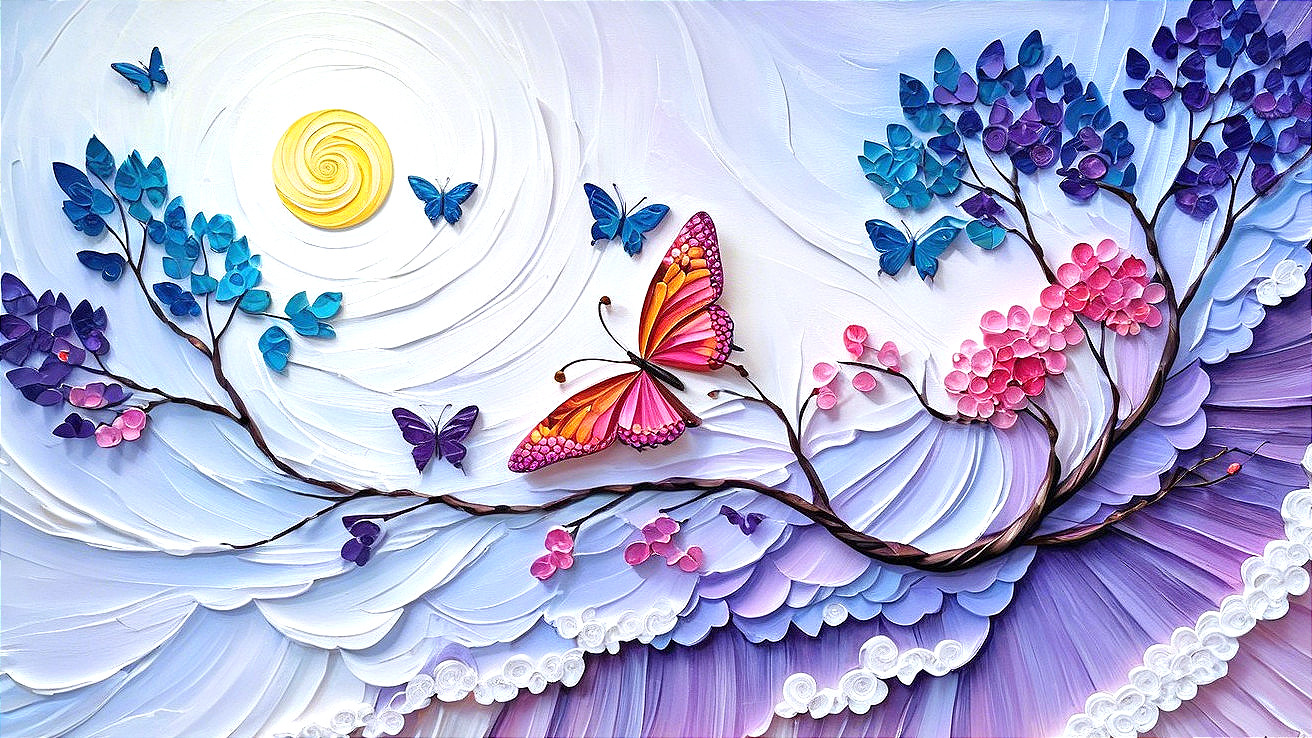 Vibrant Artwork of Butterflies and Colorful Nature