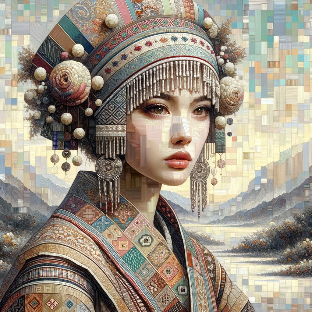 Portrait of a Woman in Traditional Headdress and Attire