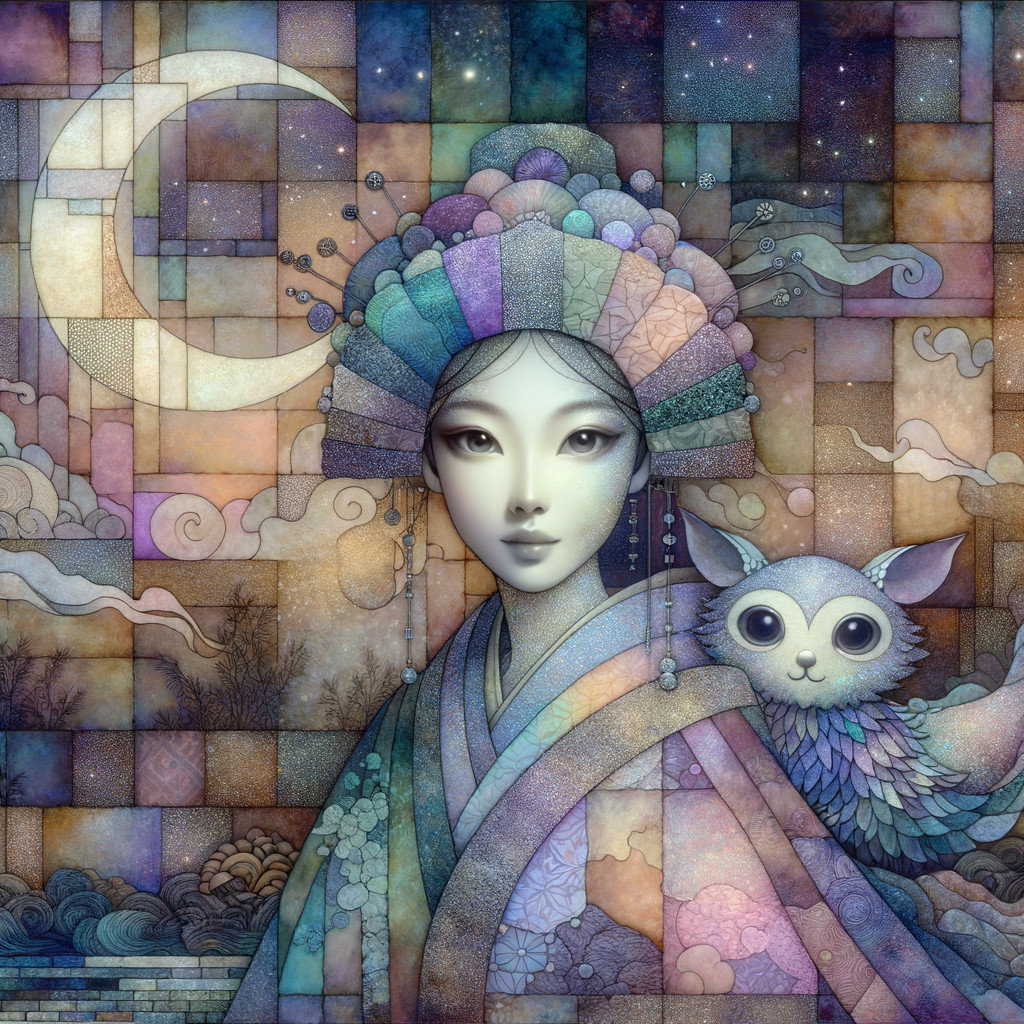 Mysterious Woman in Intricate Outfit with Owl