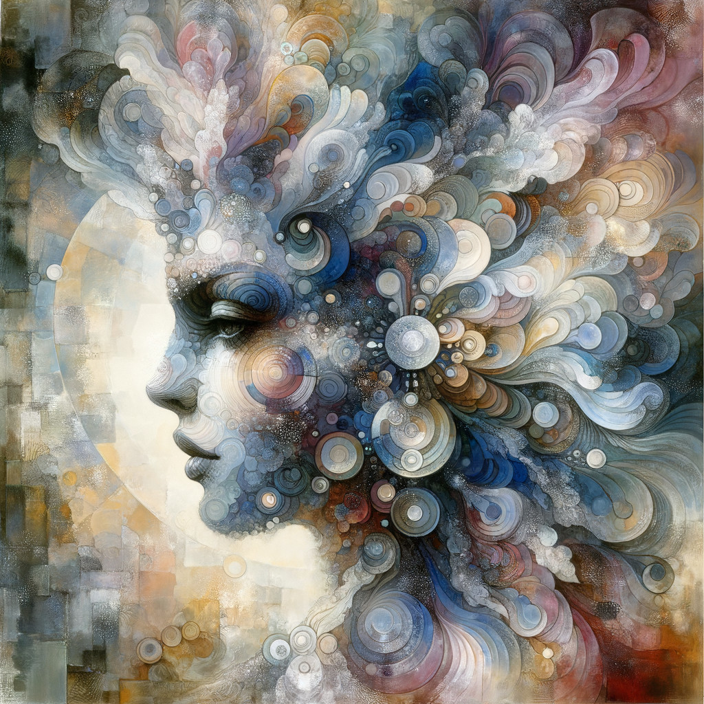 Surreal Profile of a Female Face with Vibrant Patterns