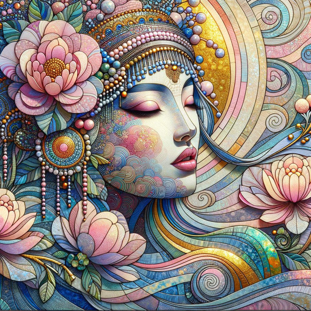 Intricate Illustration of a Serene Woman's Face