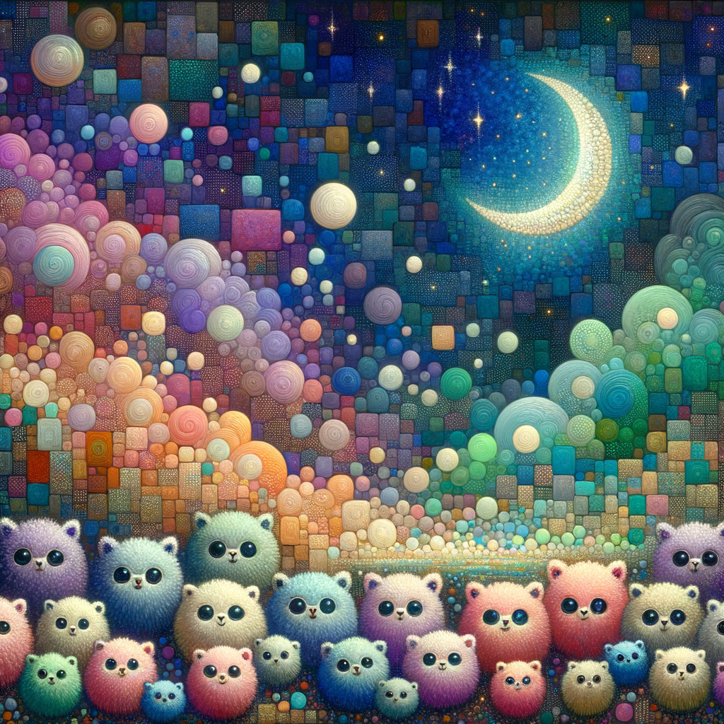Whimsical Creatures Under a Starry Night Sky