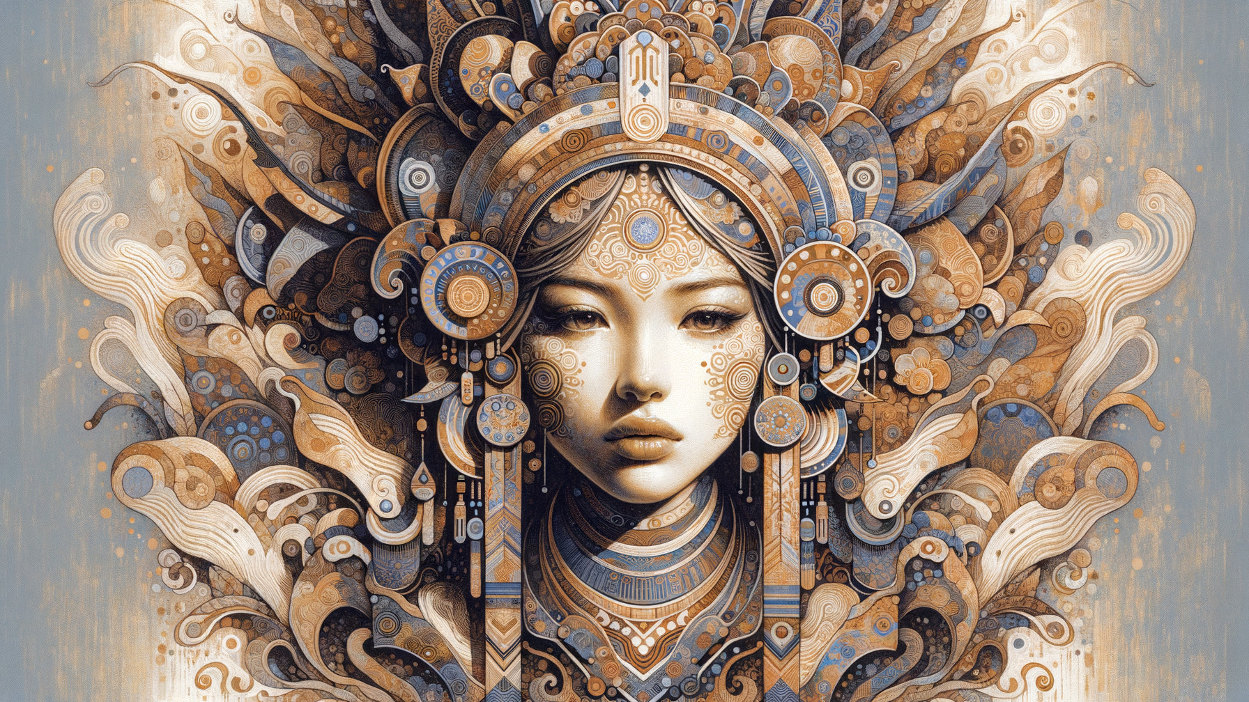 Intricate Female Face Surrounded by Ornate Patterns