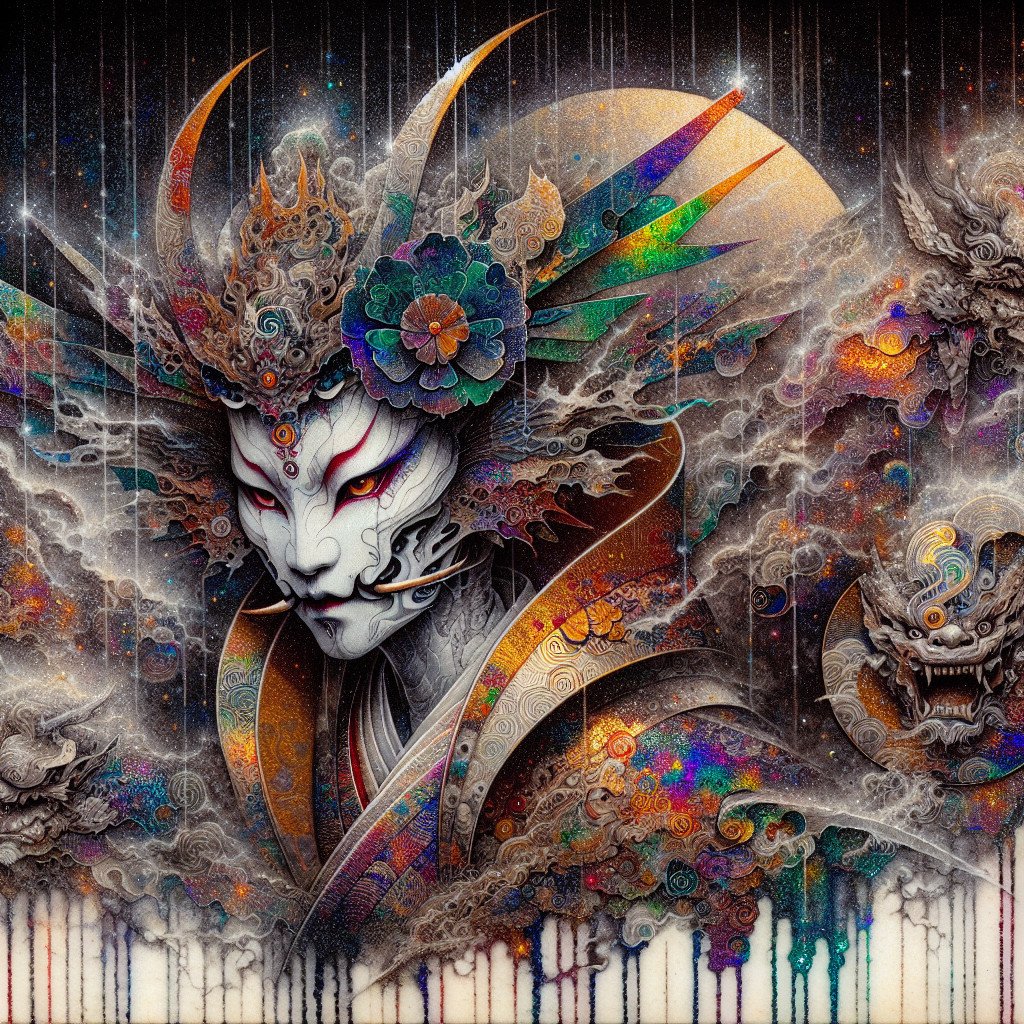 Intricate Figure with Mystic Aura and Cosmic Backdrop