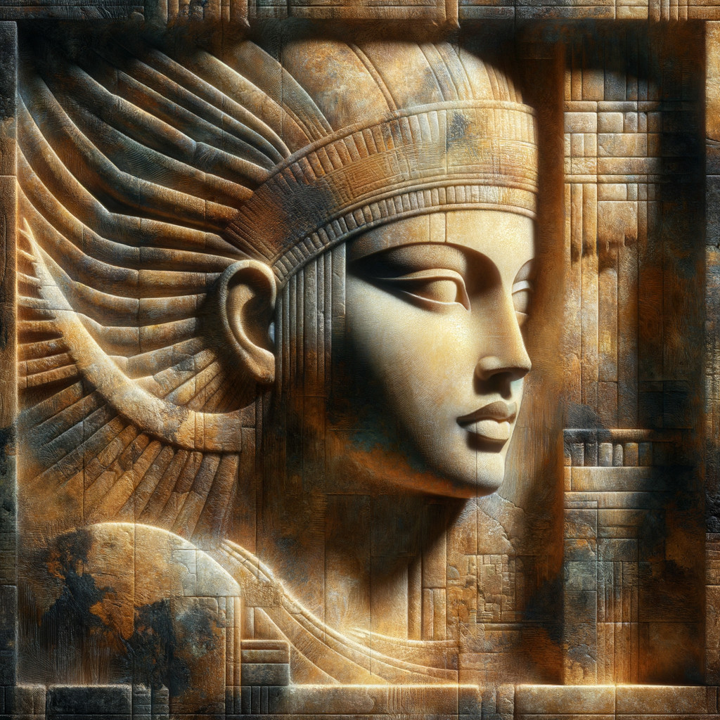 Intricately Carved Stone Relief of Regal Figure