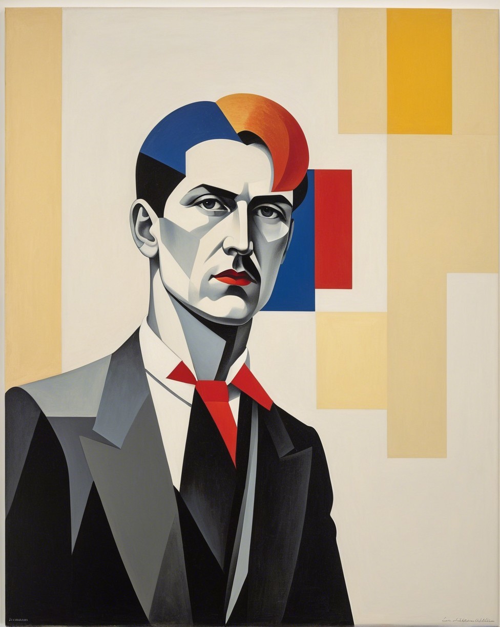 Stylized Portrait of a Man with Geometric Shapes