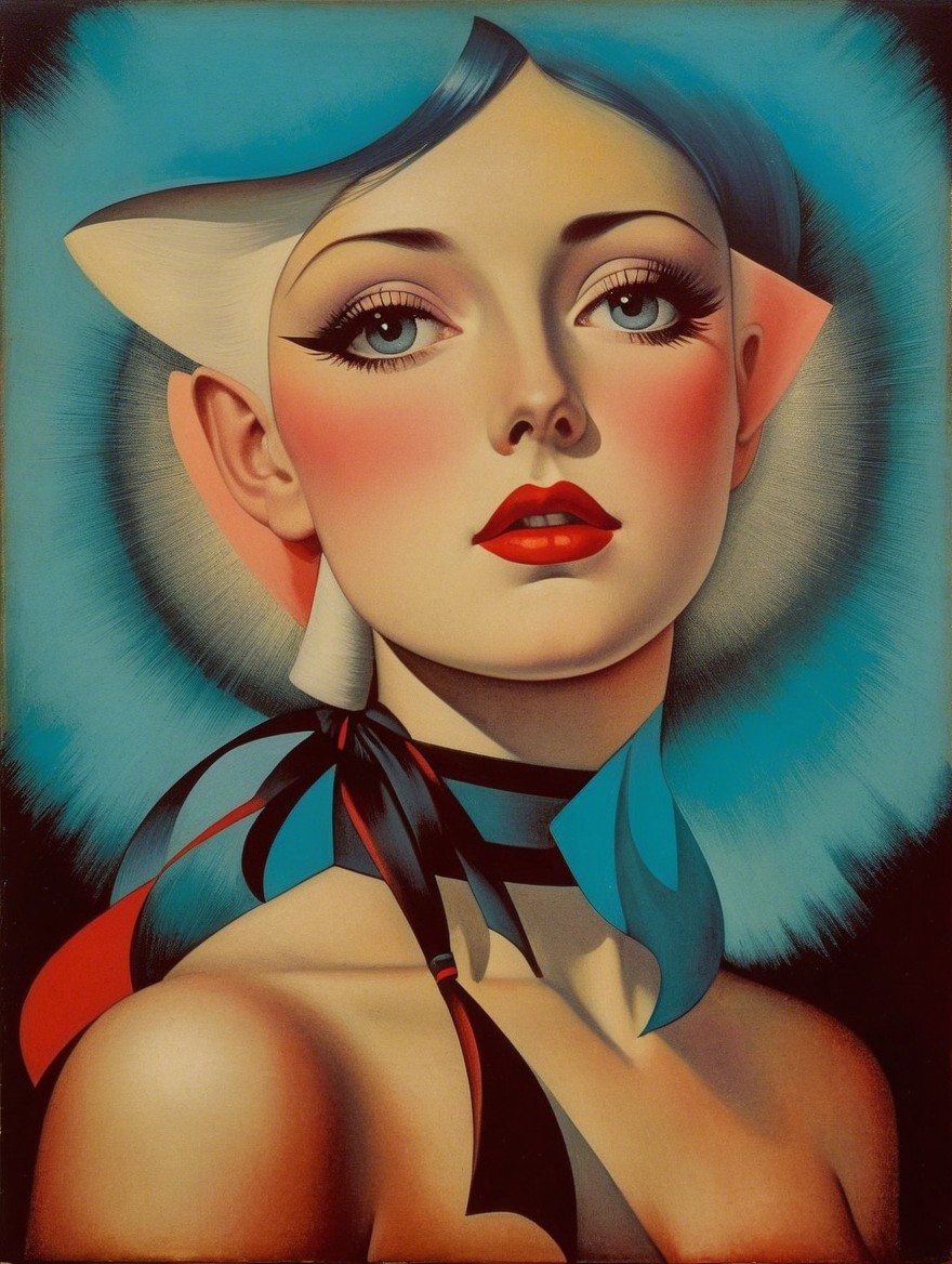 Stylized Portrait of a Young Woman with Unique Features