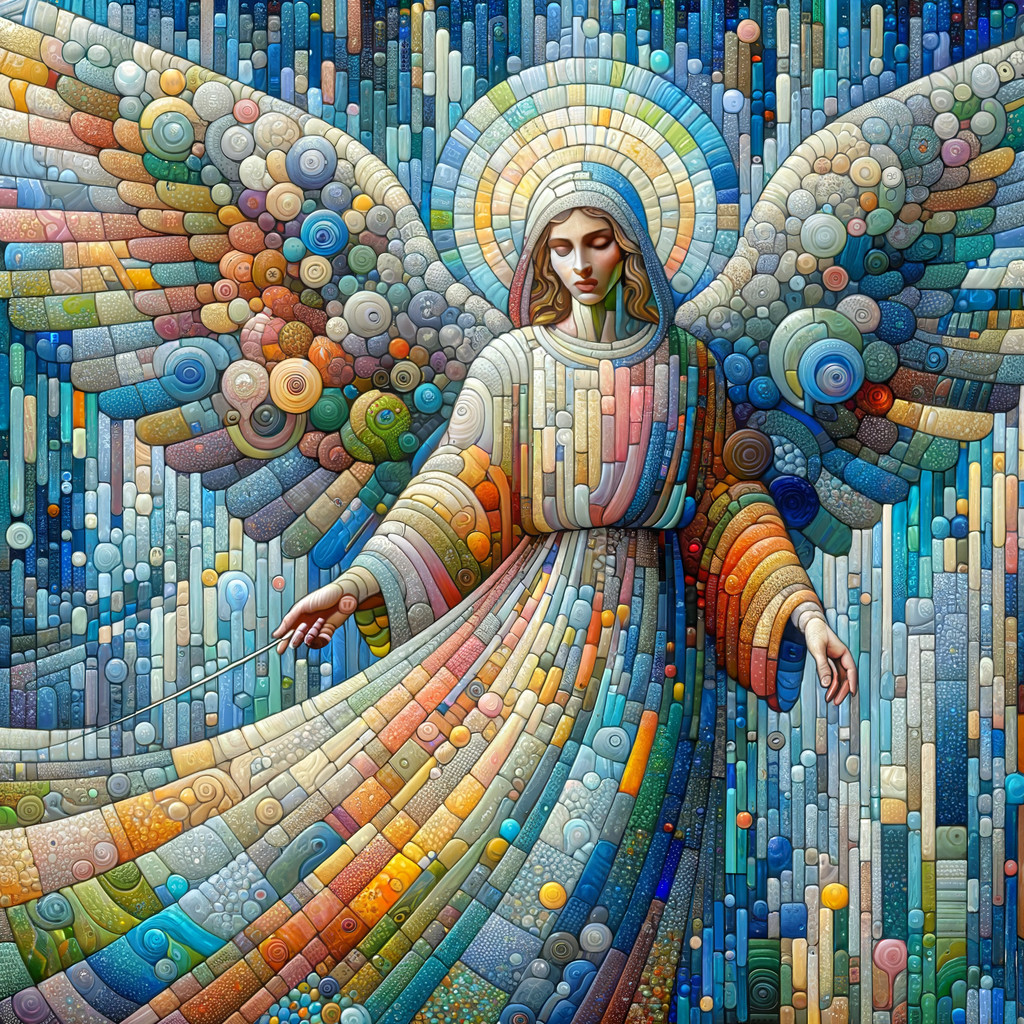 Vibrant Abstract Angel with Colorful Geometric Patterns