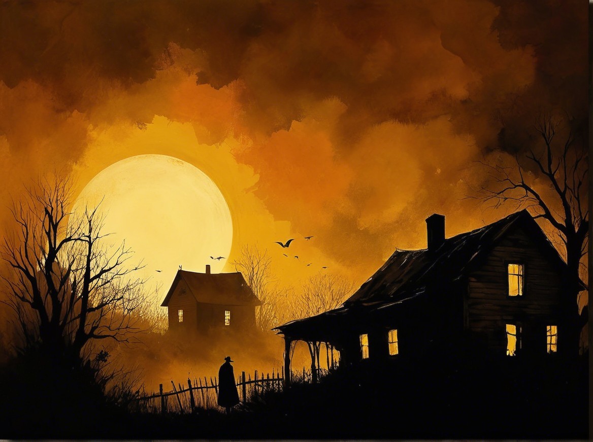 Haunting Landscape Under Glowing Moonlight