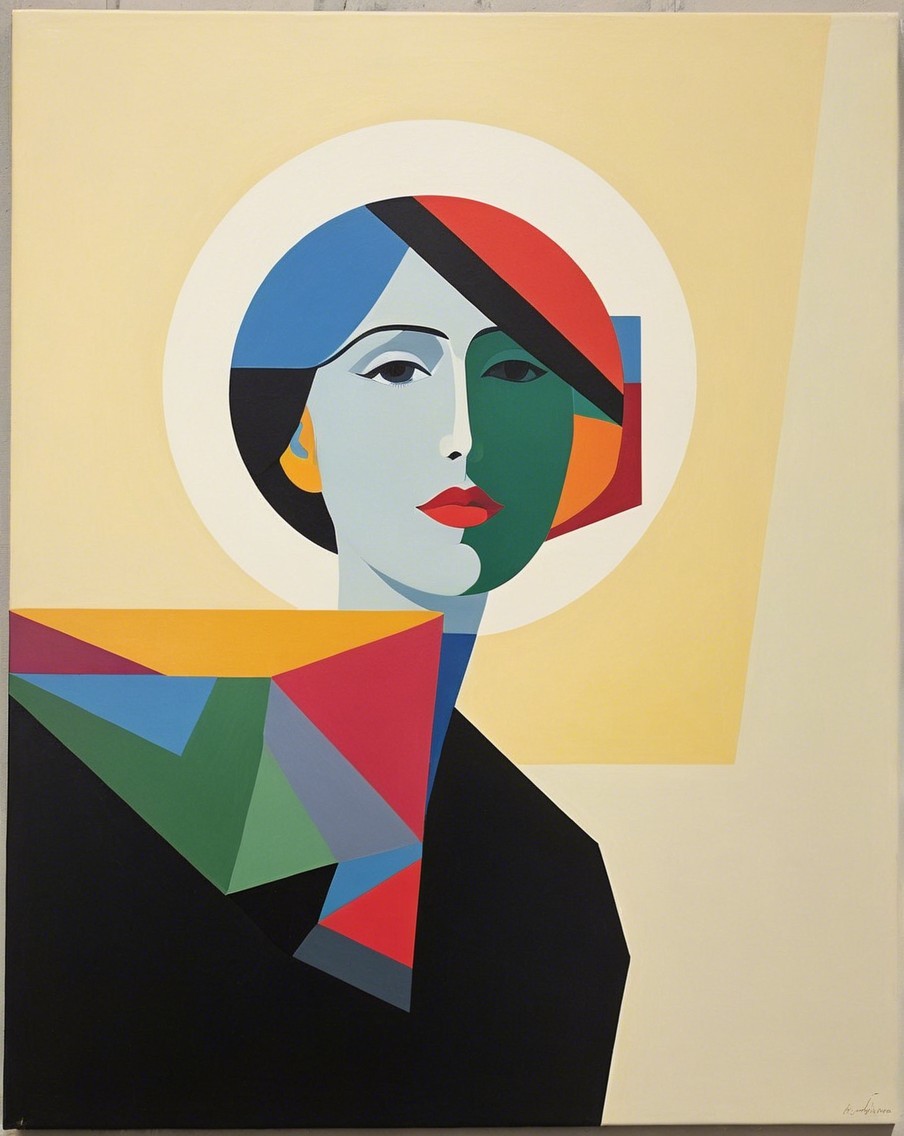 Stylized Portrait of a Woman with Geometric Shapes
