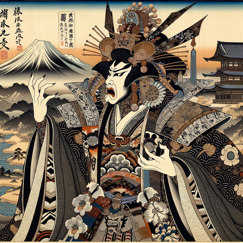Traditional Japanese Ukiyo-e Print of Kabuki Actor