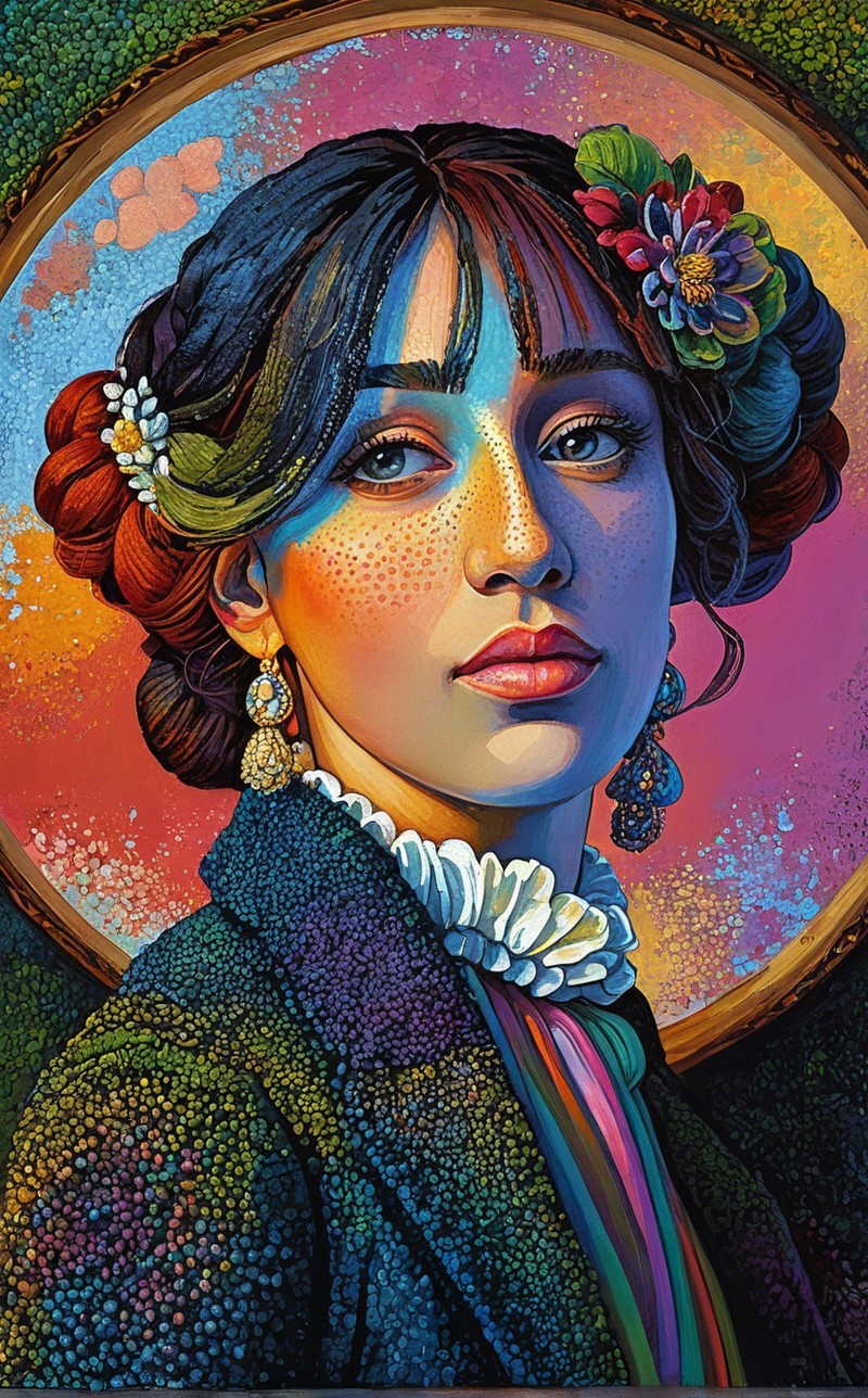 Vibrant Portrait of a Young Woman with Braided Hair
