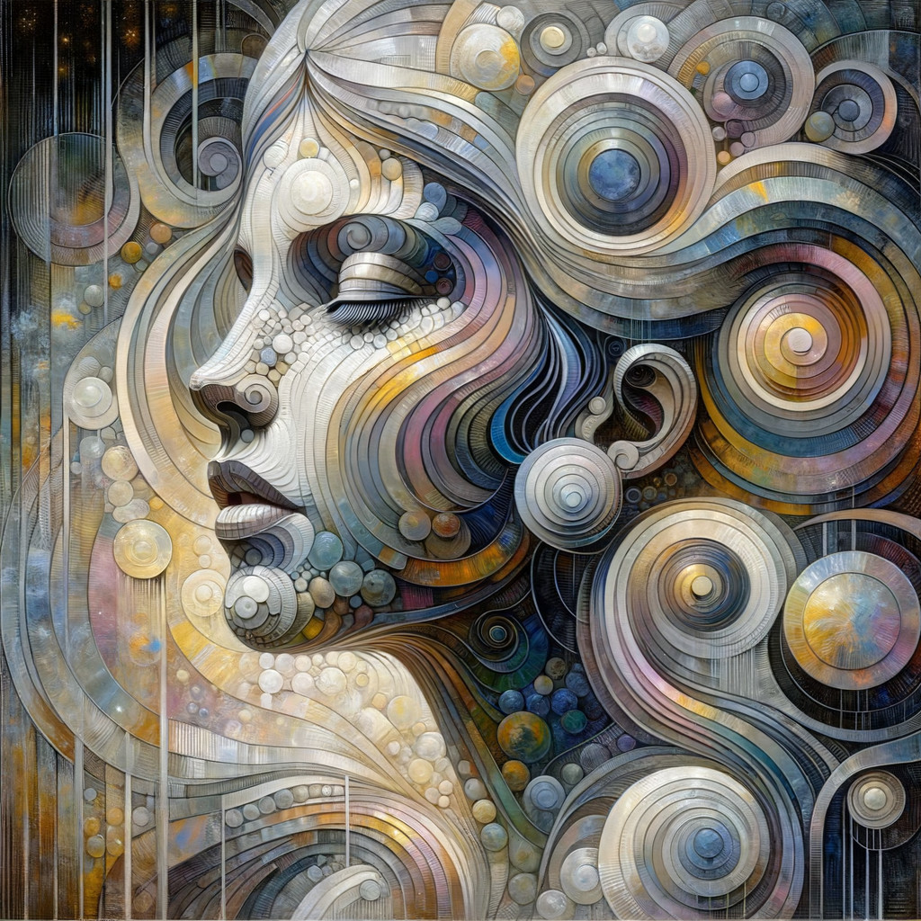 Abstract Portrait of a Woman's Profile in Colorful Swirls