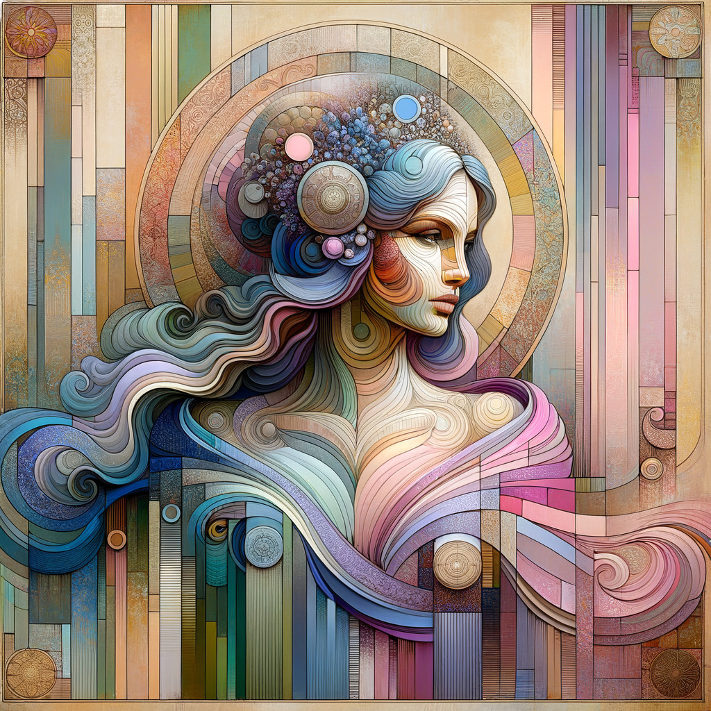 Abstract Female Figure with Pastel Colors and Patterns