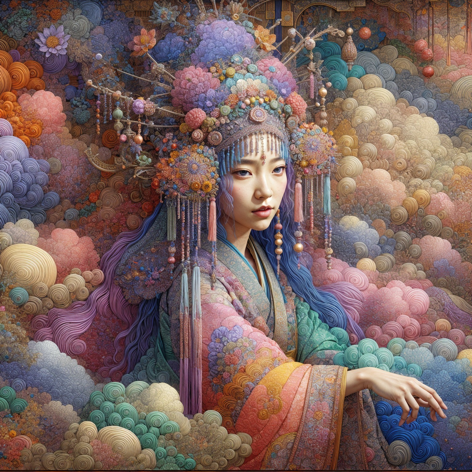 Portrait of a Young Woman with Floral Headdress