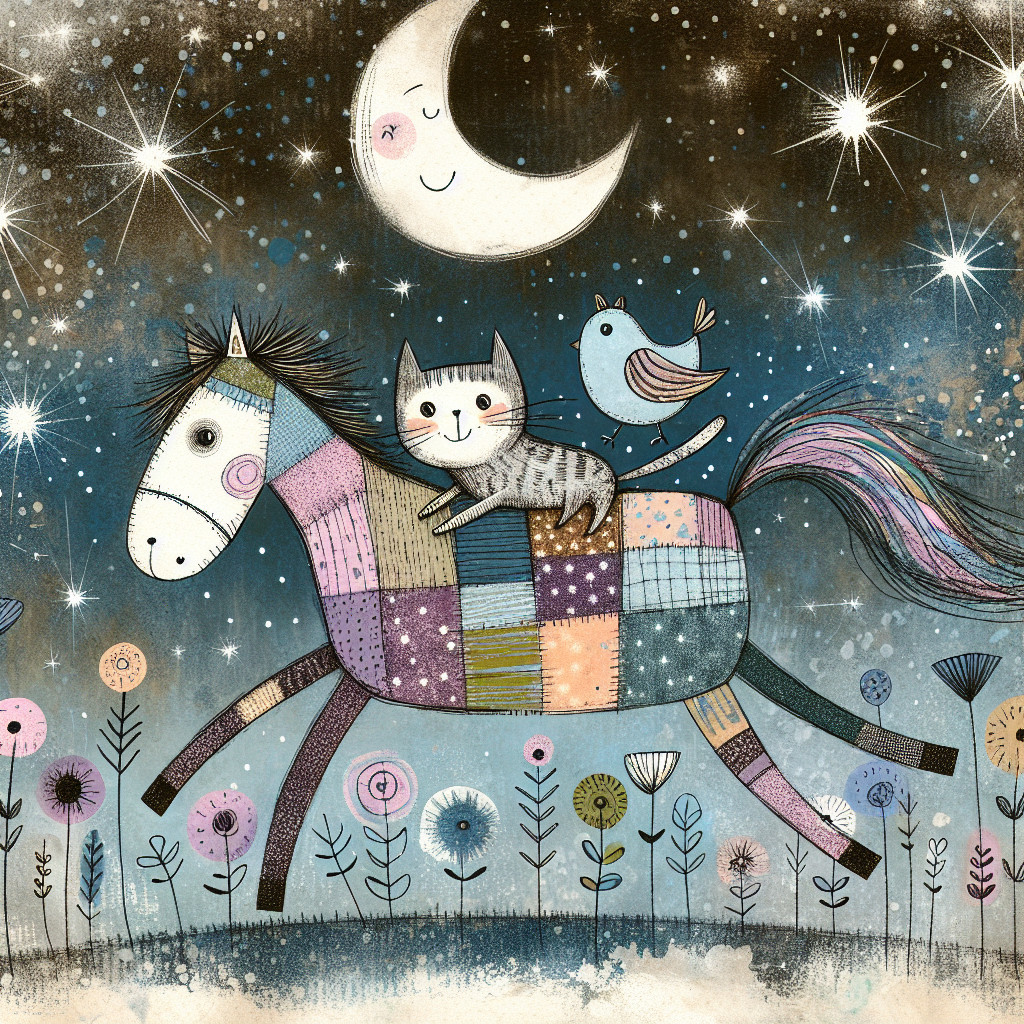 Whimsical Scene of a Colorful Horse Under Stars